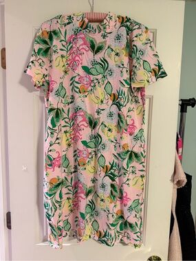 Lilly Pulitzer Pink Floral Print V-Neck Dress Hallie XL